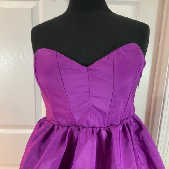 Zara Voluminous Strapless Purple Bubble Skirt Party Mini Dress Size Large - Picture 5 of 12